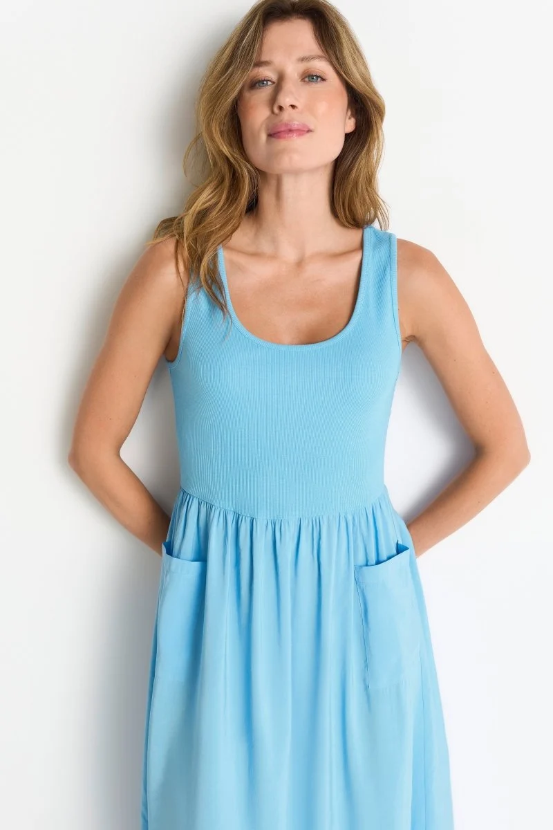 Rich & Royal Scuba Mat Mix Parachute Dress in der Farbe sailor sky