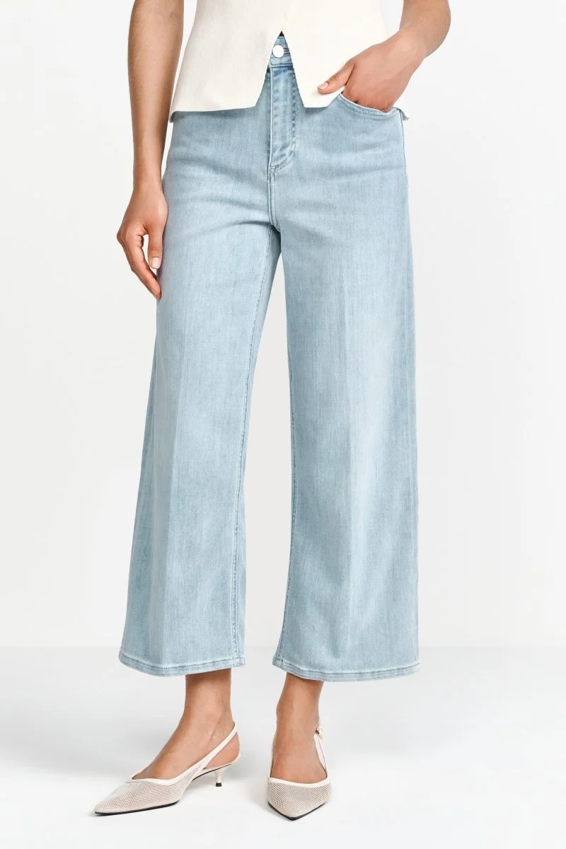 Rich & Royal Culotte Light Blue Satin Denim