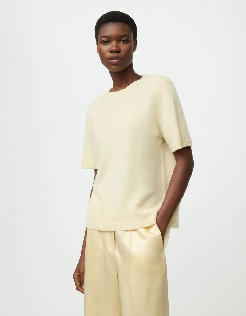 Oversized Kaschmir-Kurzarm-Feinstrickpullover