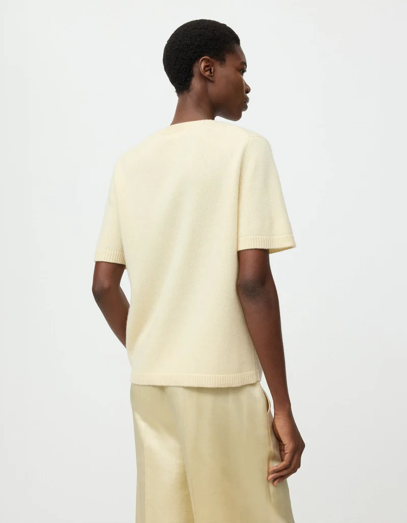 Oversized Kaschmir-Kurzarm-Feinstrickpullover
