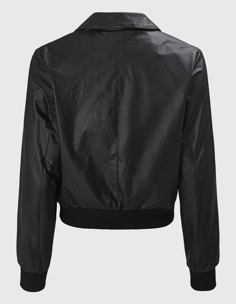 Leder-Bomberjacke mit aufgesetzten Taschen