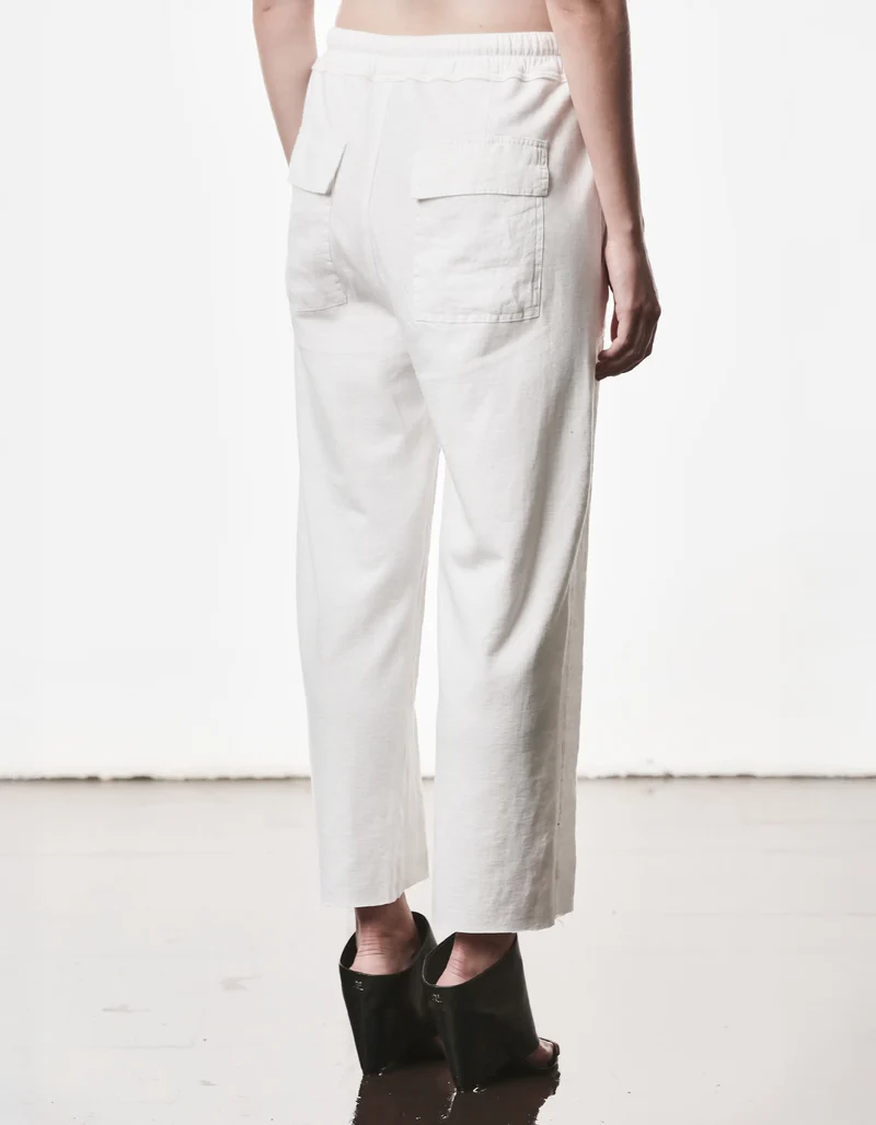 Cropped Straight-Leg Leinen-Mix Hose