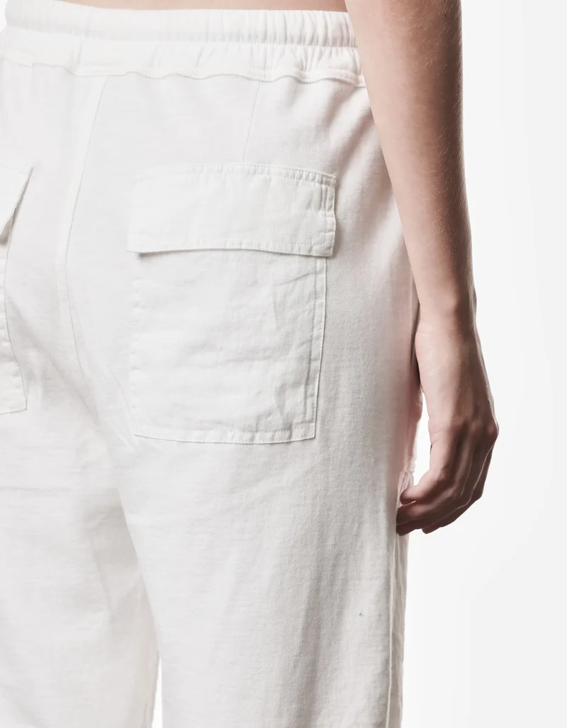 Cropped Straight-Leg Leinen-Mix Hose