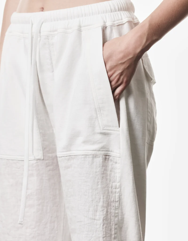 Cropped Straight-Leg Leinen-Mix Hose