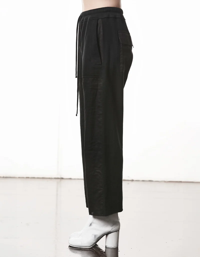 Cropped Straight-Leg Leinen-Mix Hose