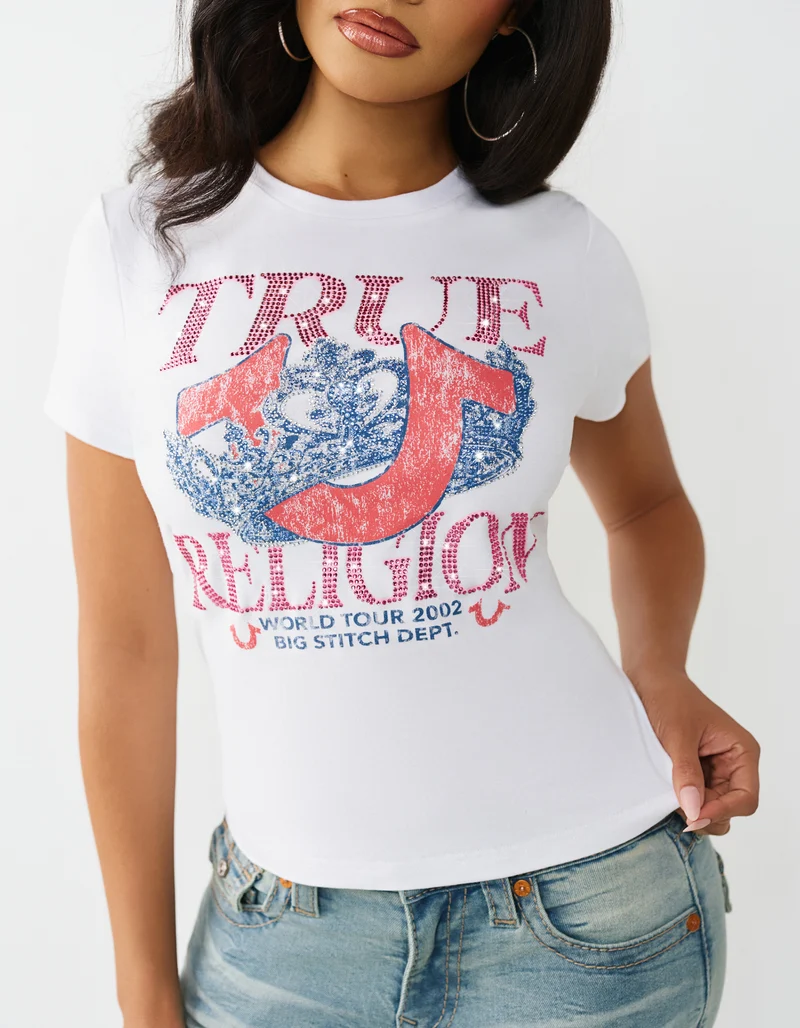 Bedrucktes T-Shirt Crystal Classic mit Strass-Verzierung