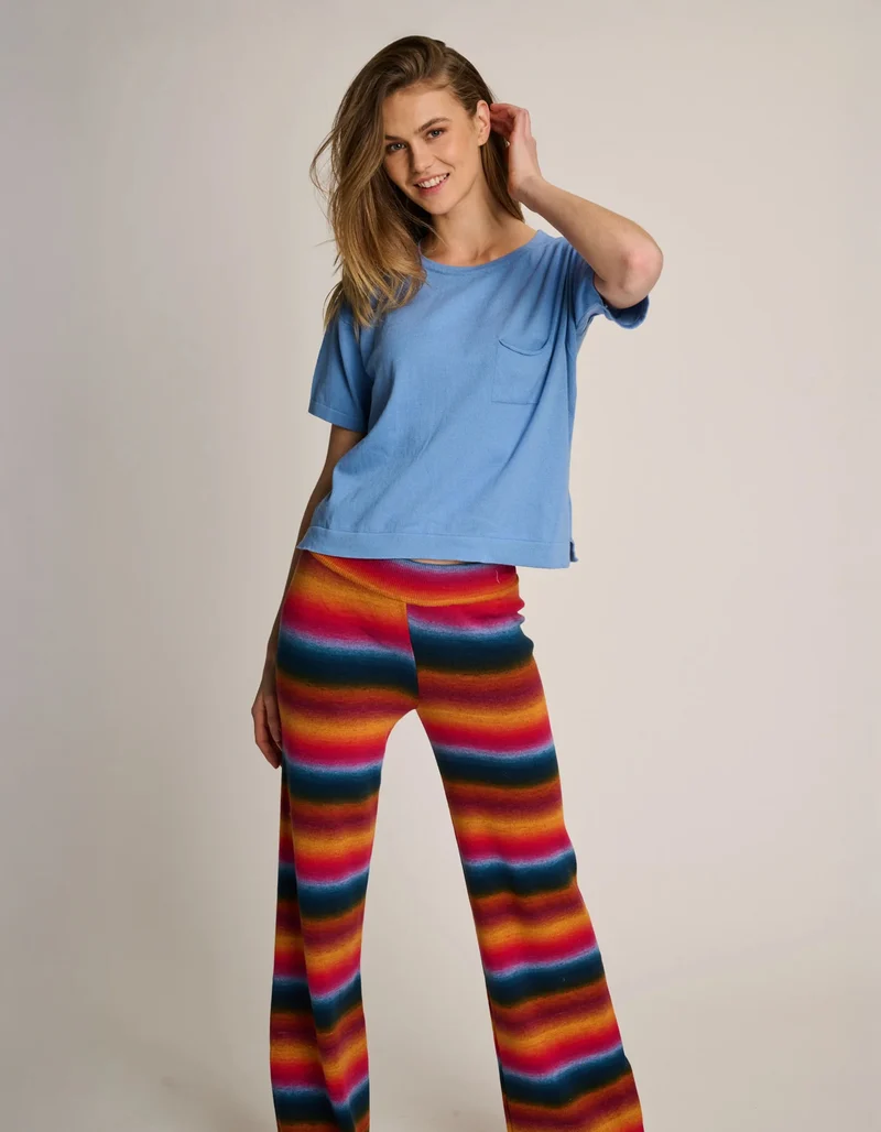 Boxy-Cut Strick-T-Shirt mit Brusttasche