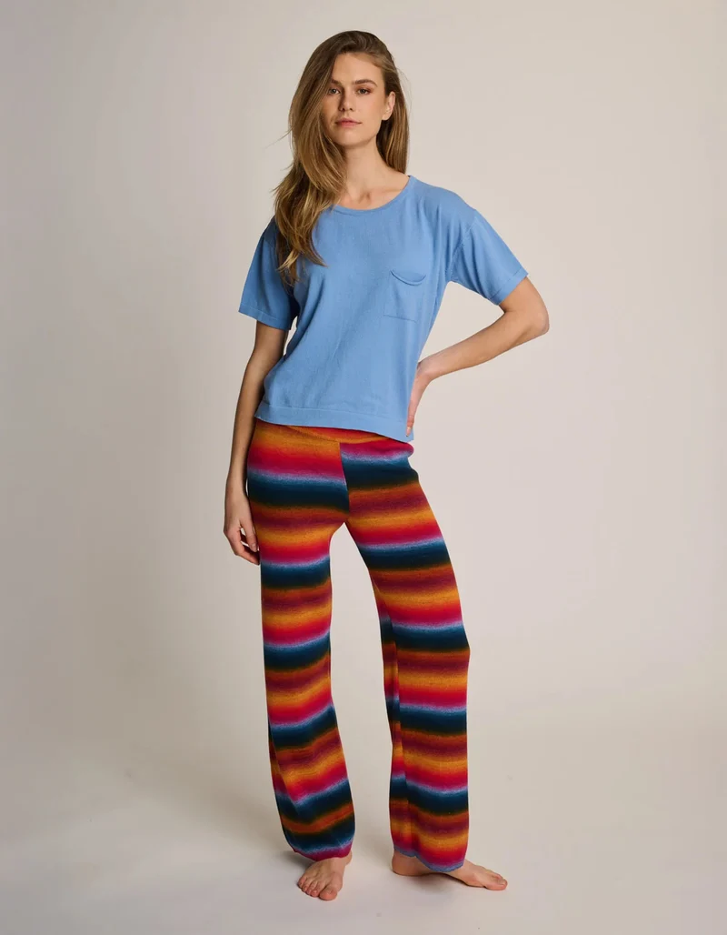 Boxy-Cut Strick-T-Shirt mit Brusttasche