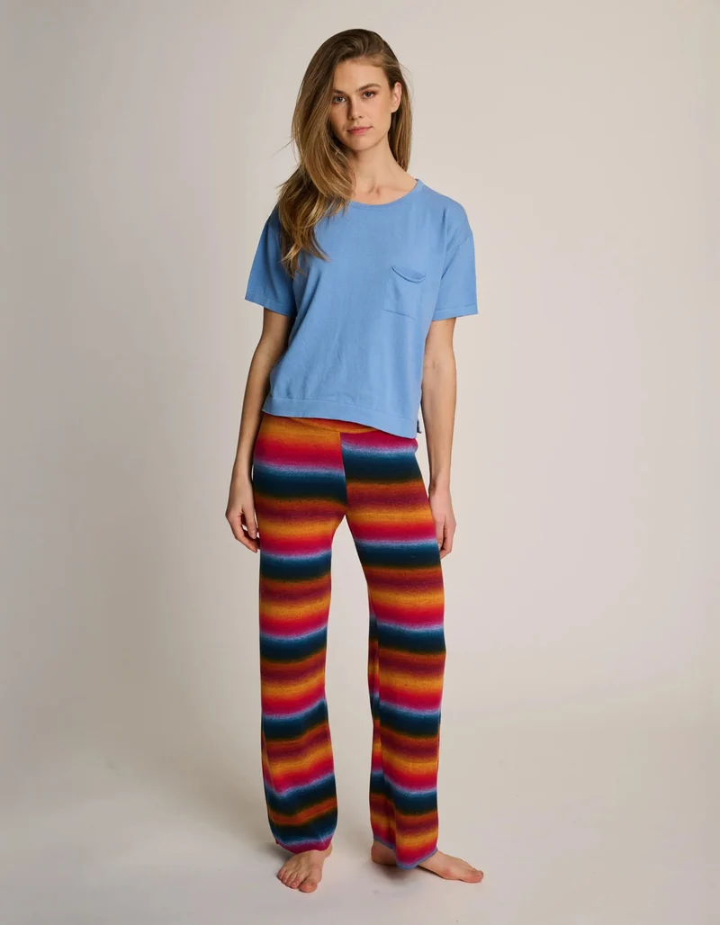 Boxy-Cut Strick-T-Shirt mit Brusttasche