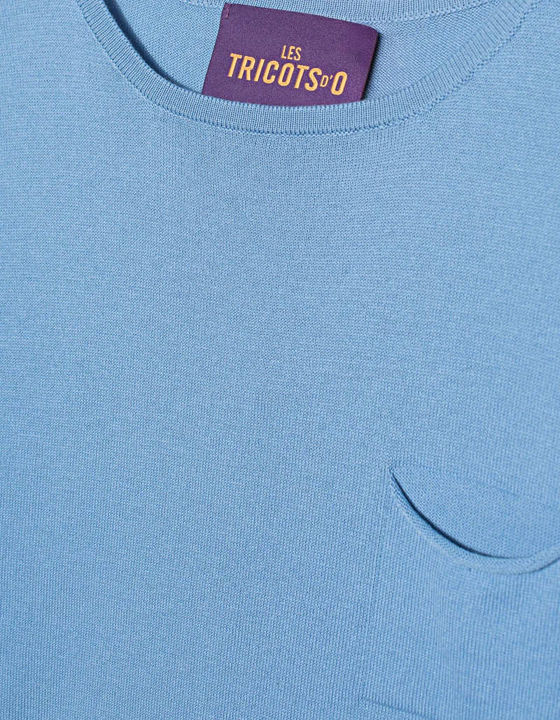 Boxy-Cut Strick-T-Shirt mit Brusttasche