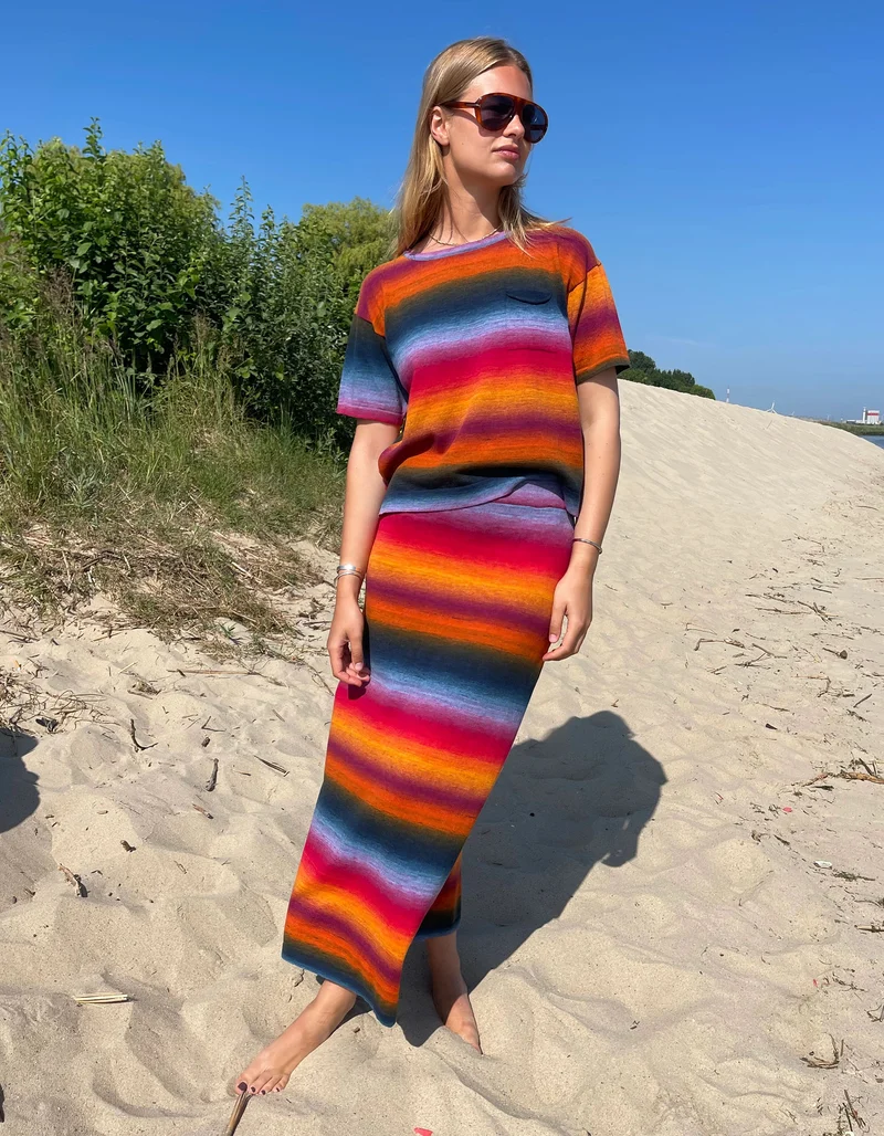 Boxy-Cut Strick-T-Shirt mit Brusttasche