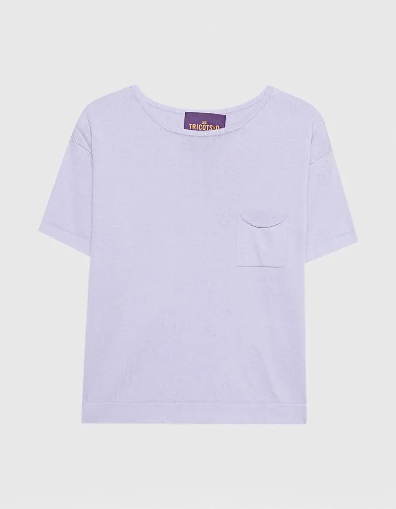 Boxy-Cut Strick-T-Shirt mit Brusttasche