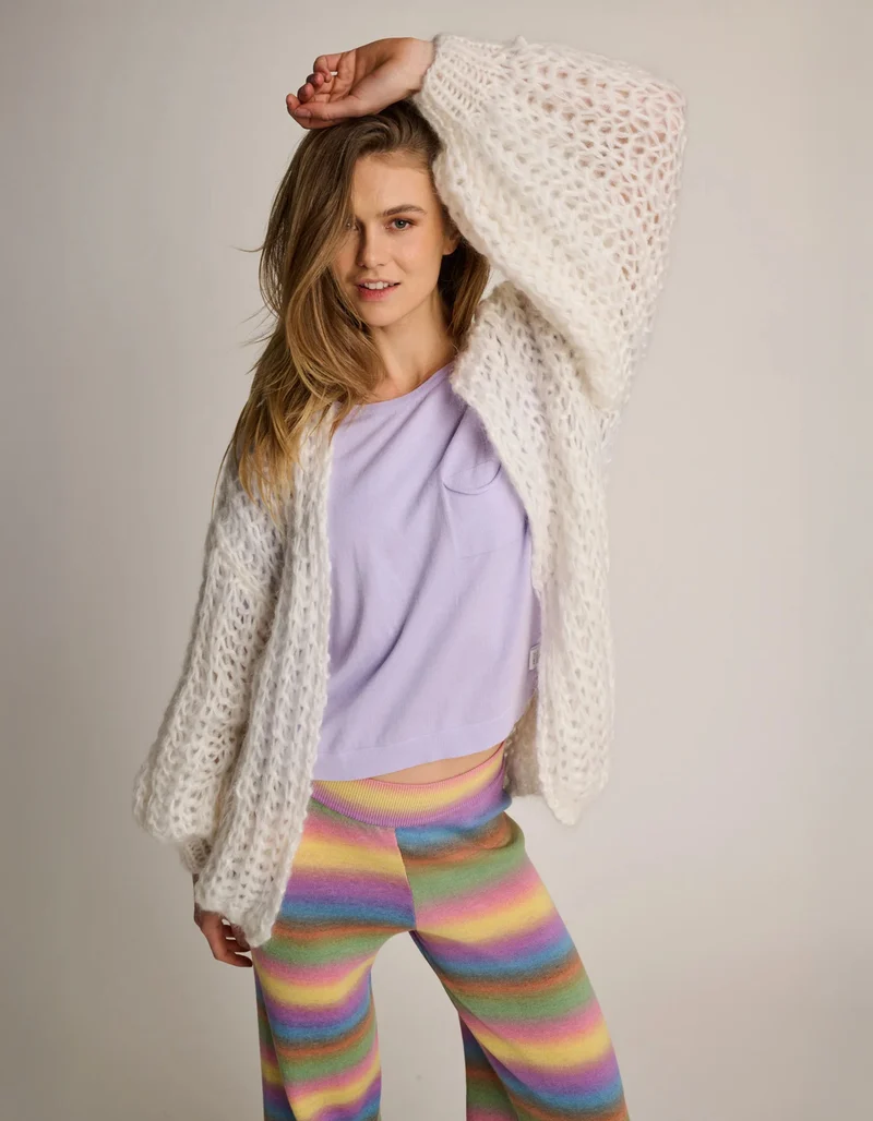 Boxy-Cut Strick-T-Shirt mit Brusttasche