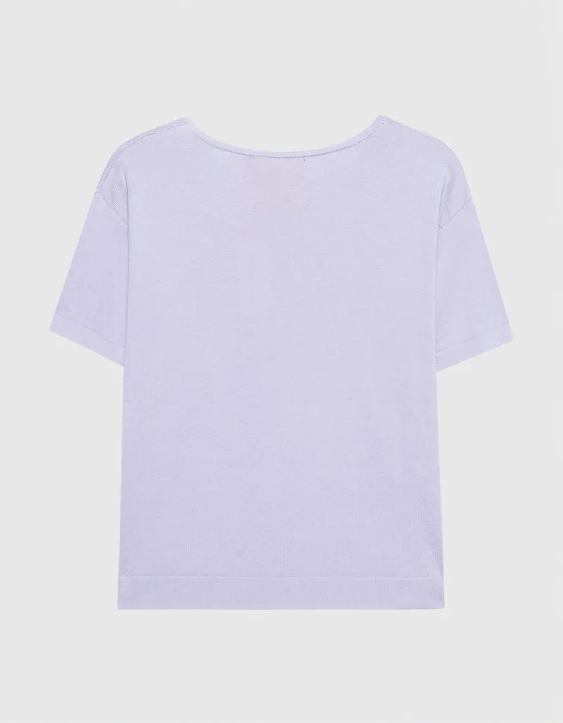 Boxy-Cut Strick-T-Shirt mit Brusttasche