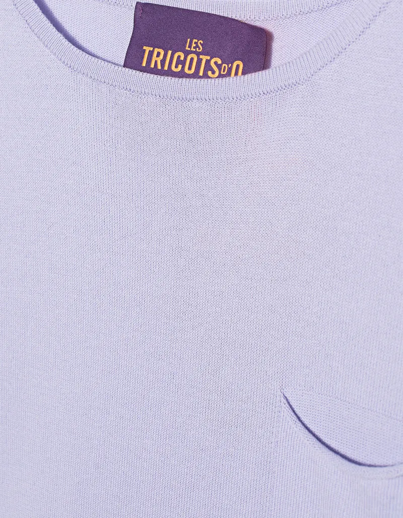 Boxy-Cut Strick-T-Shirt mit Brusttasche