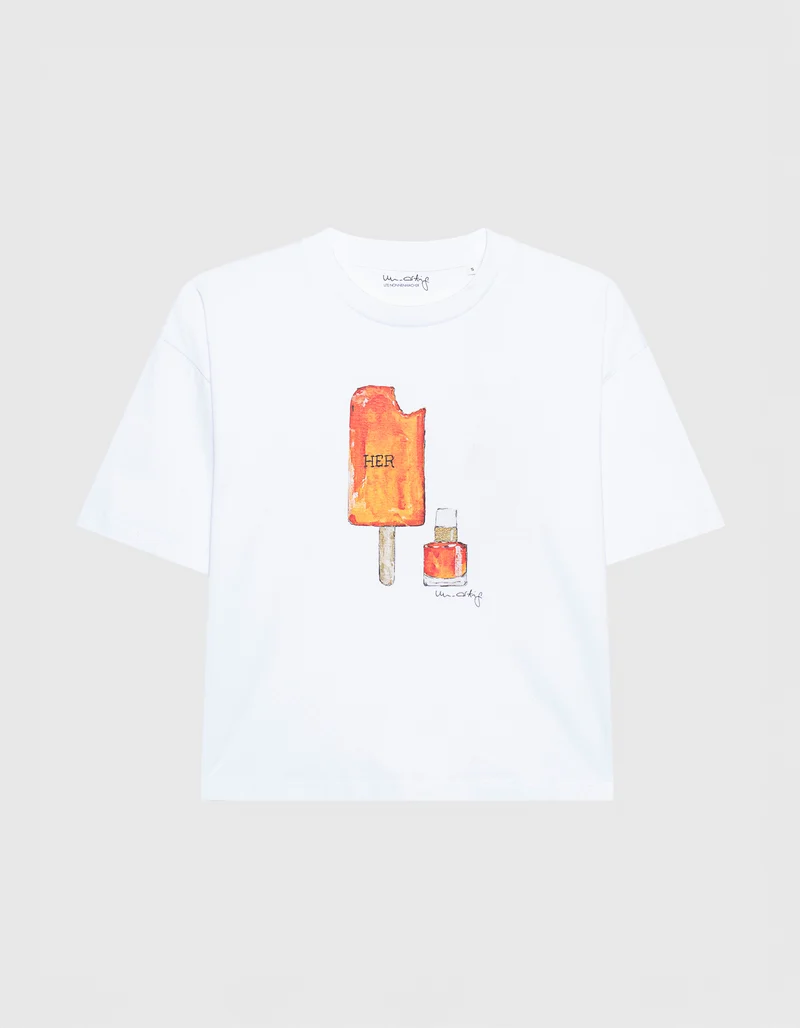 Bedrucktes Boxy-Cut T-Shirt