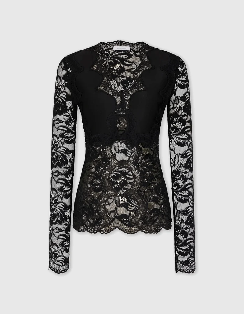 Spitzen-Longsleeve mit Cut-Outs