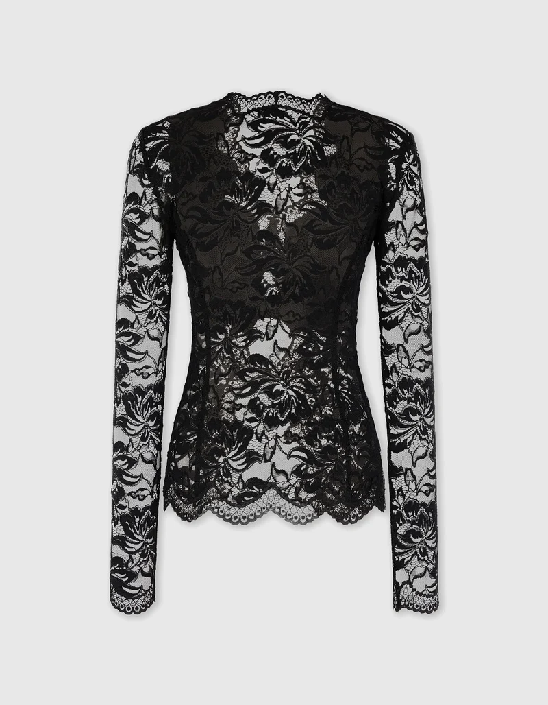 Spitzen-Longsleeve mit Cut-Outs