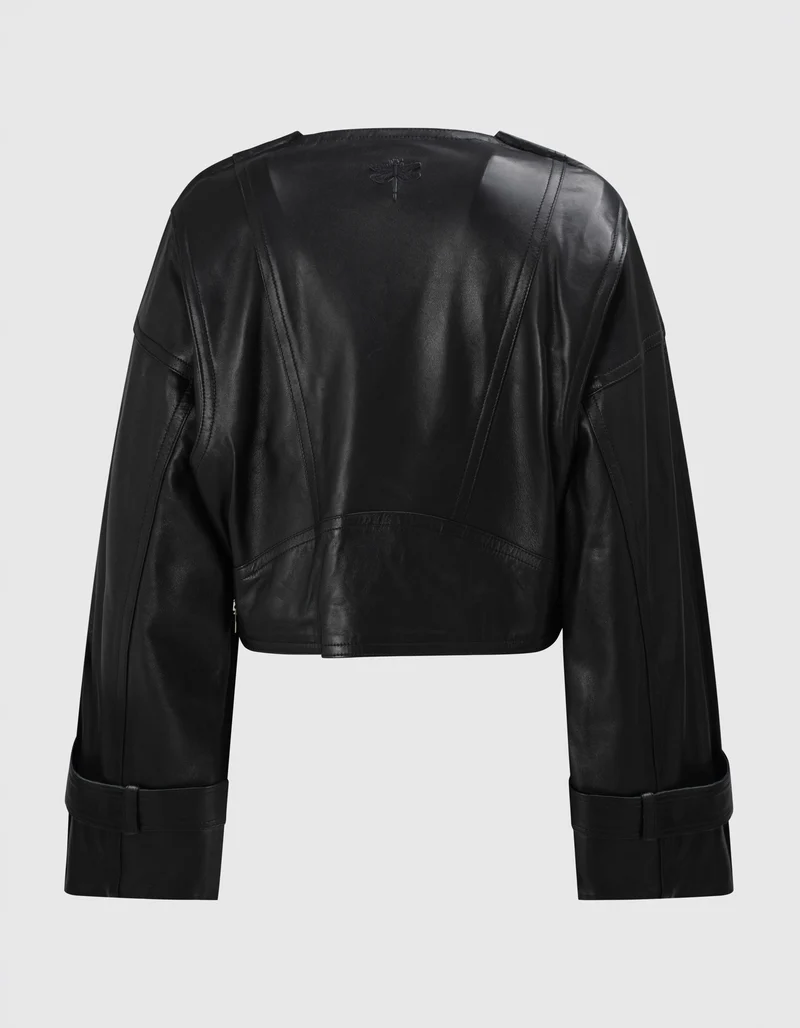 Cropped Lederjacke im Biker-Stil