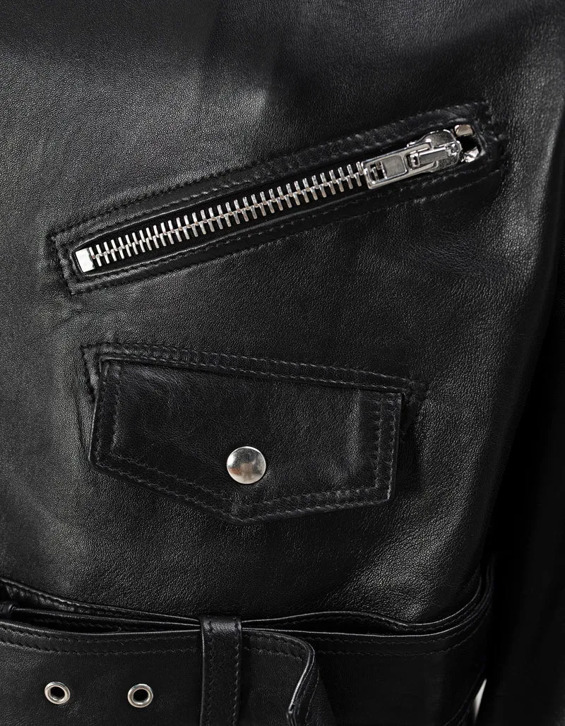 Cropped Lederjacke im Biker-Stil