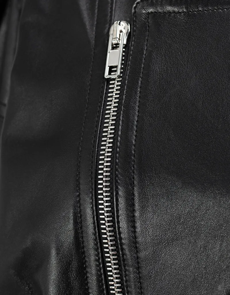 Cropped Lederjacke im Biker-Stil