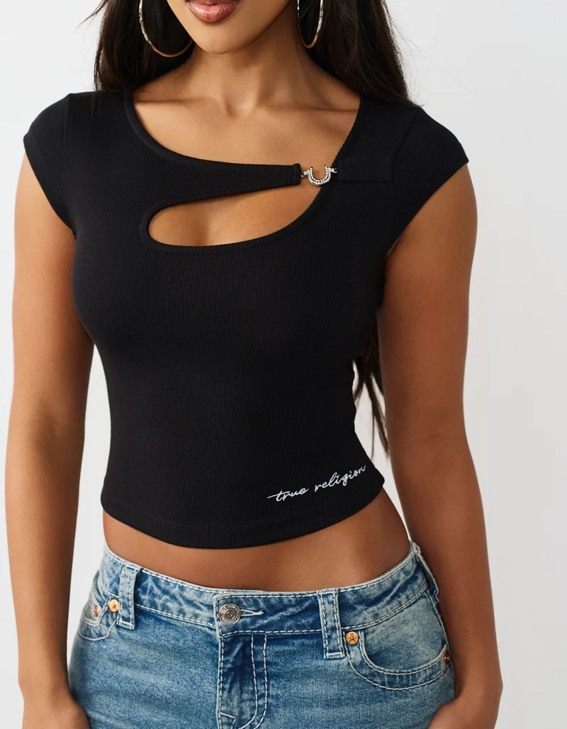 Cropped Top Crystal Cut Out