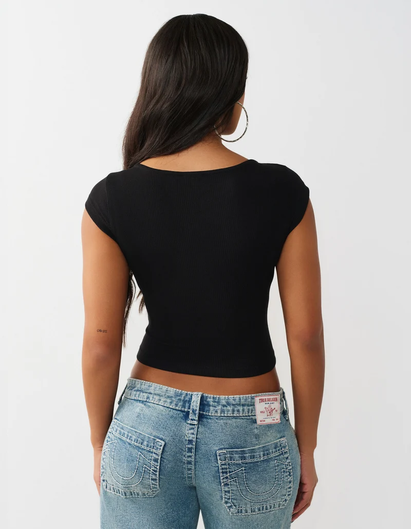 Cropped Top Crystal Cut Out