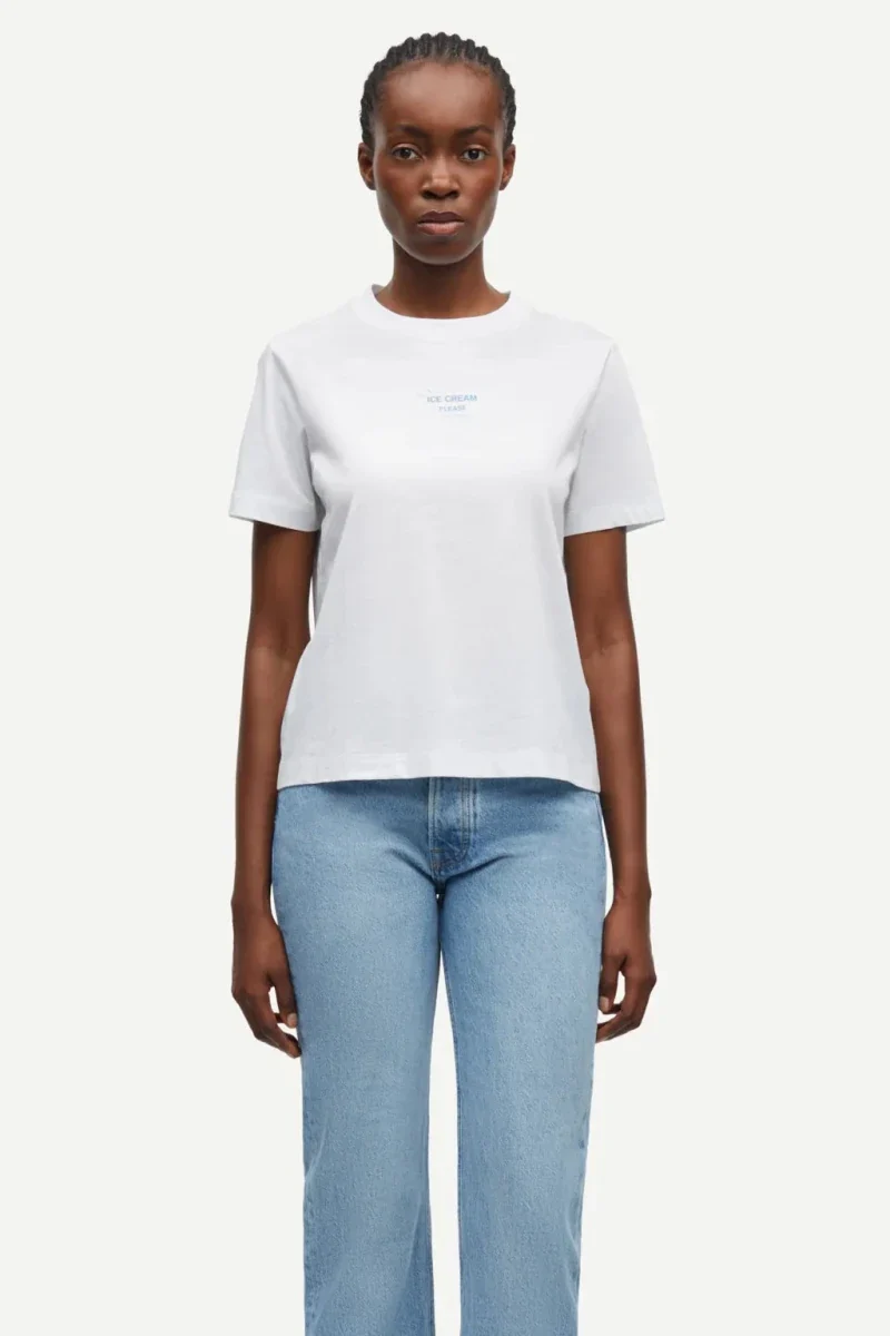 Samsoe Samsoe T-Shirt Ice Blue Jasper Weiß