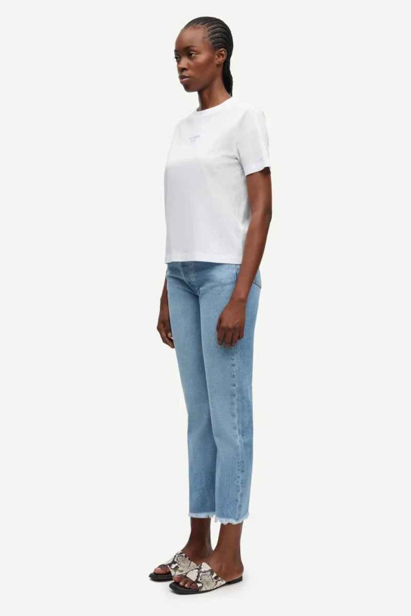 Samsoe Samsoe T-Shirt Ice Blue Jasper Weiß