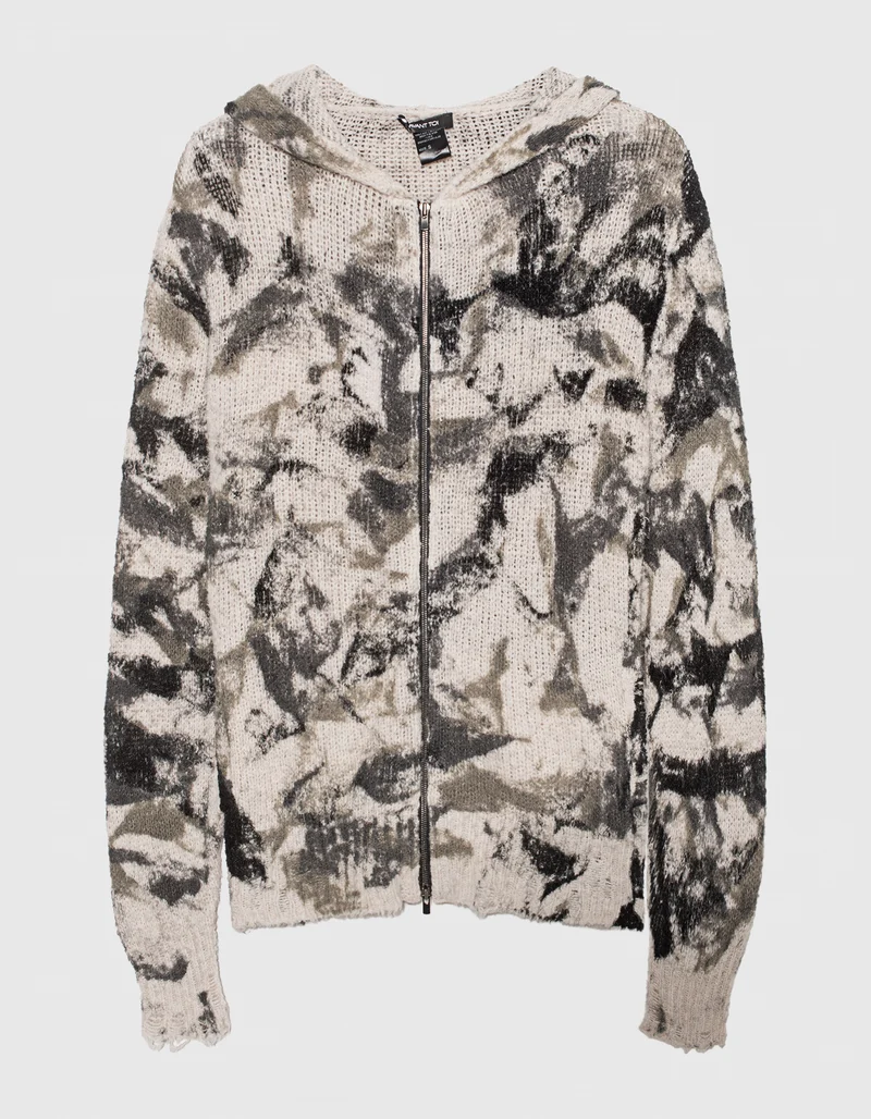 Camouflage Feinstrick Zipper Hoodie Geometric