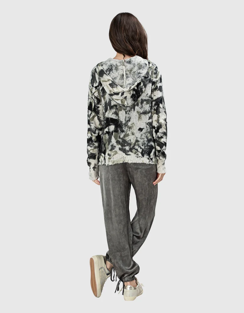 Camouflage Feinstrick Zipper Hoodie Geometric