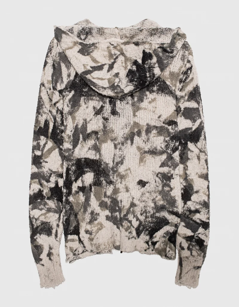 Camouflage Feinstrick Zipper Hoodie Geometric