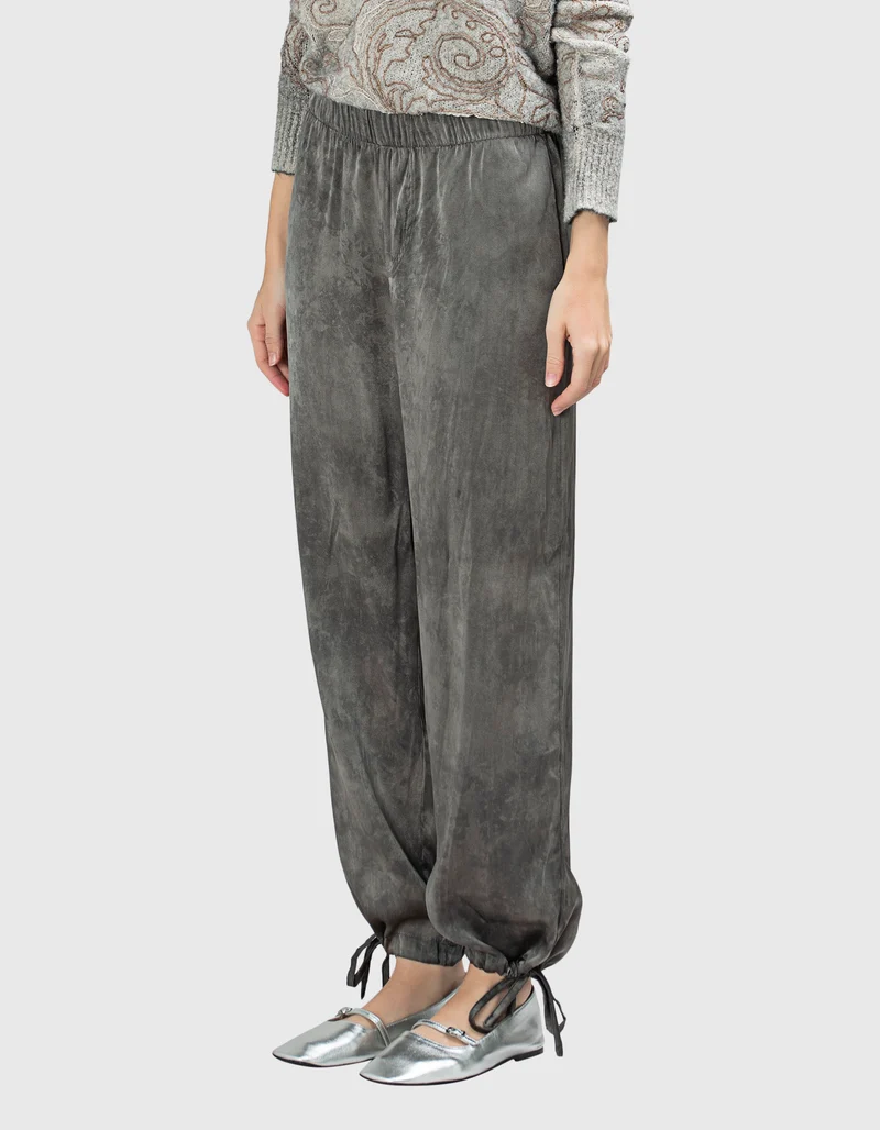 Wide-Leg Seiden-Mix Hose Faded