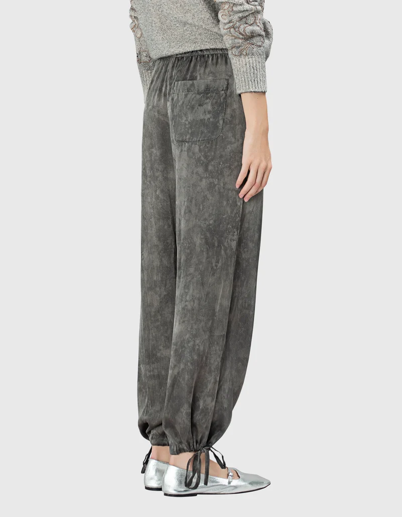 Wide-Leg Seiden-Mix Hose Faded