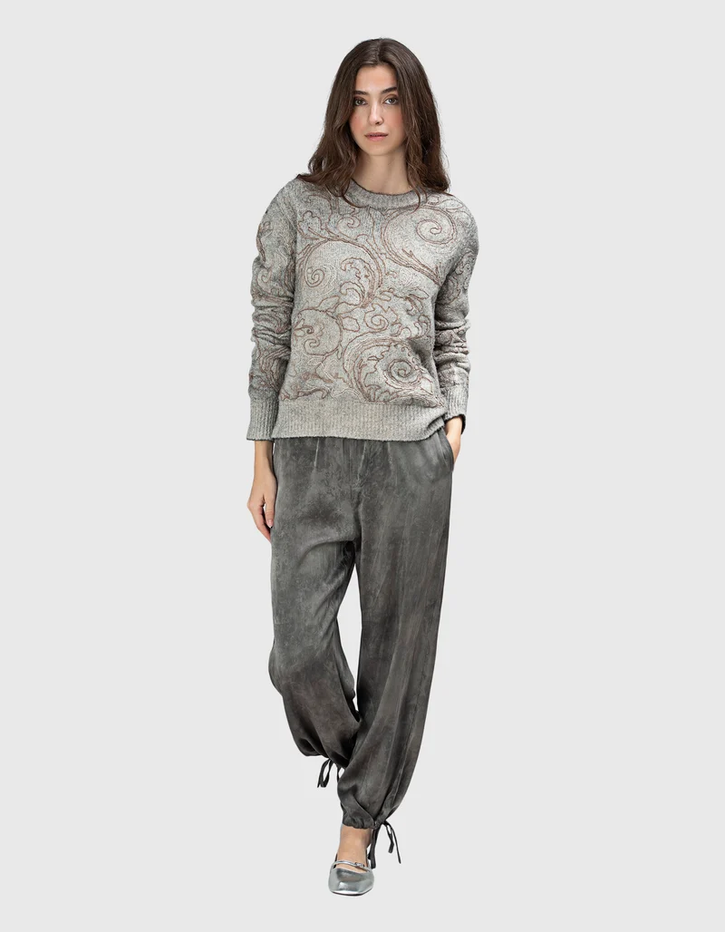Wide-Leg Seiden-Mix Hose Faded
