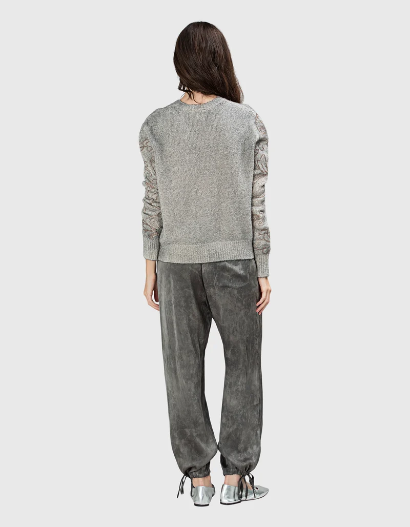 Wide-Leg Seiden-Mix Hose Faded
