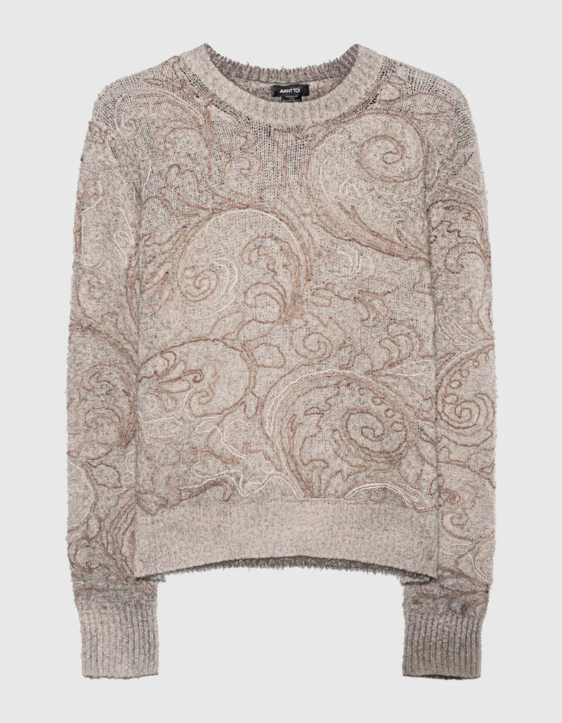 Bestickter Strickpullover