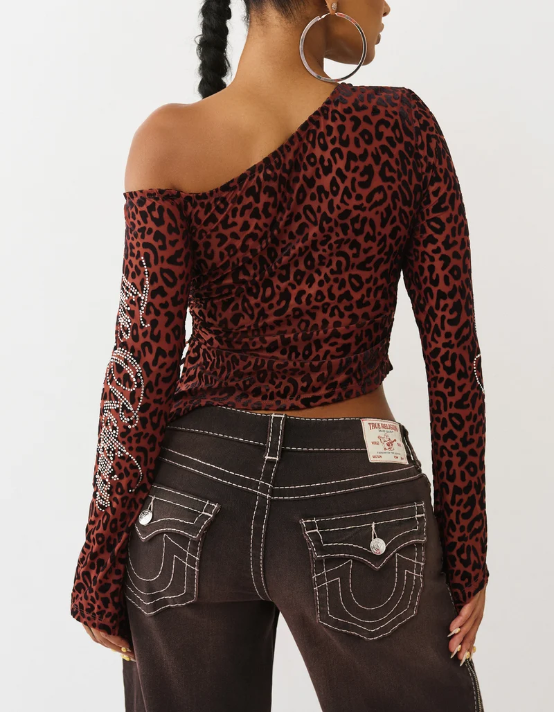 Asymmetrisches One-Shoulder Top mit Strassverzierung