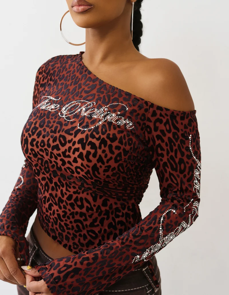 Asymmetrisches One-Shoulder Top mit Strassverzierung