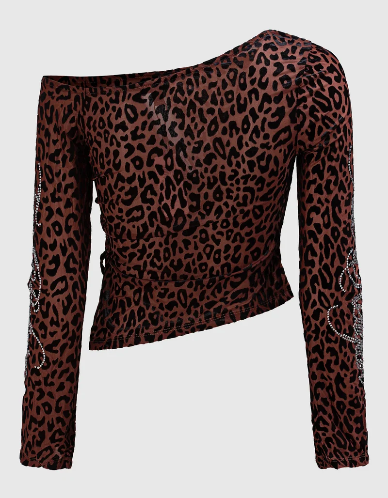 Asymmetrisches One-Shoulder Top mit Strassverzierung