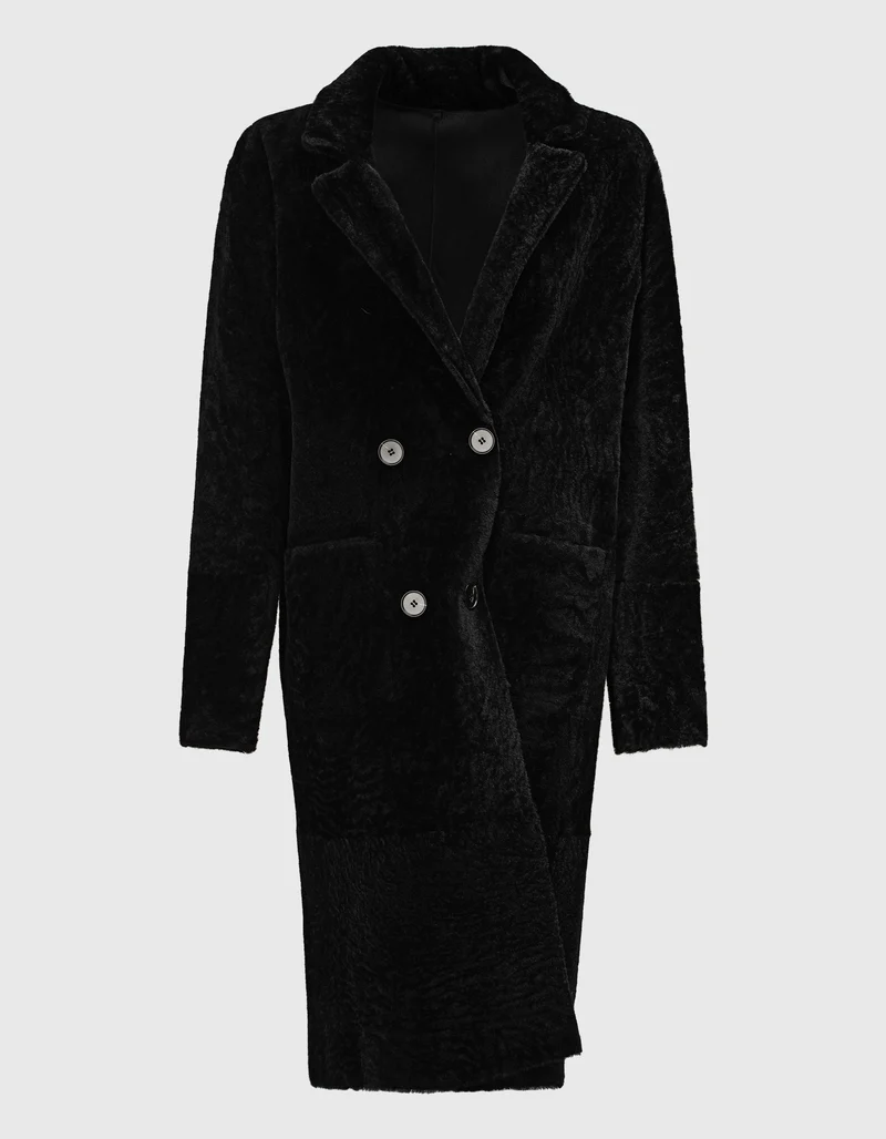 Doppelreihiger Shearling Wendemantel Golier