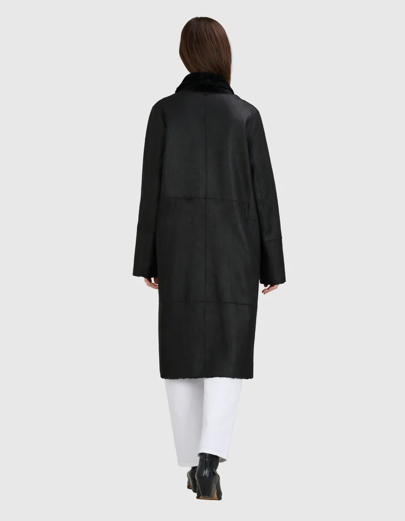 Doppelreihiger Shearling Wendemantel Golier