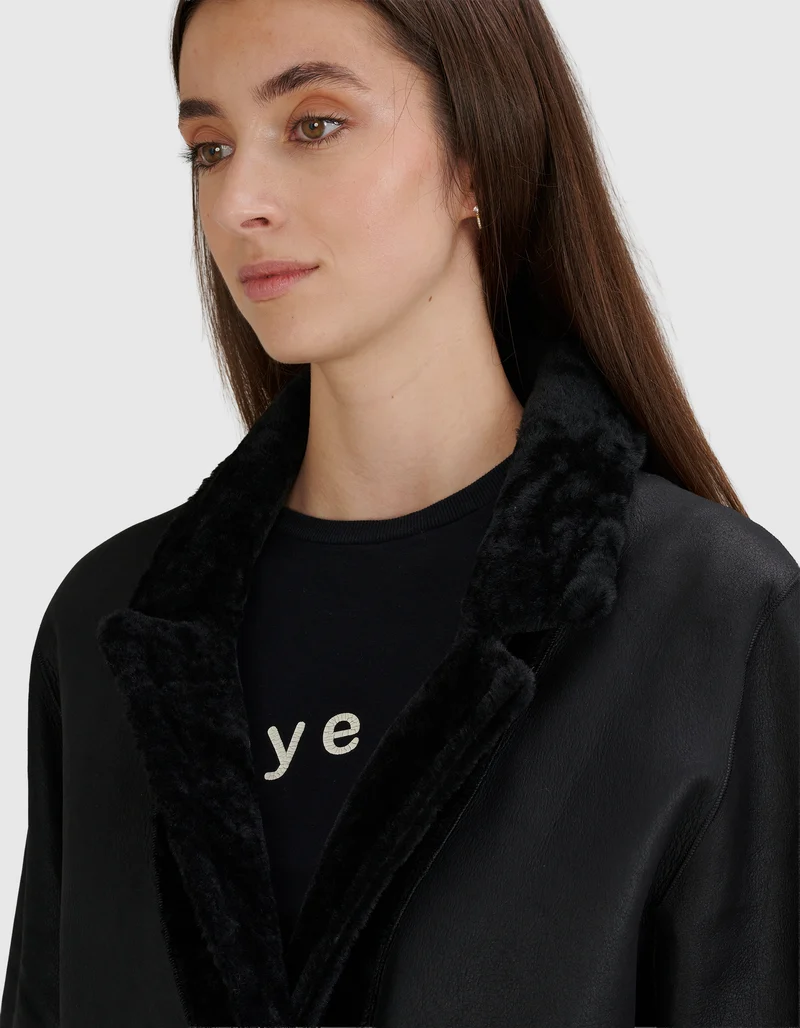 Doppelreihiger Shearling Wendemantel Golier