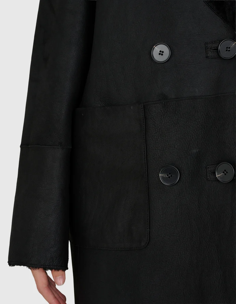 Doppelreihiger Shearling Wendemantel Golier