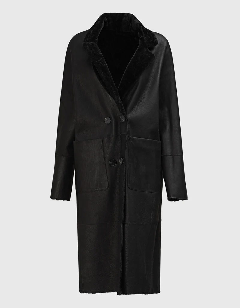 Doppelreihiger Shearling Wendemantel Golier