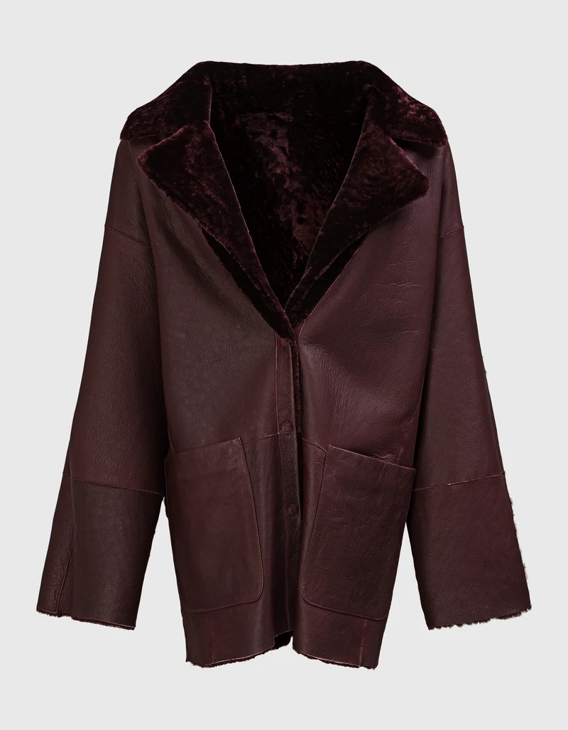 Shearling-Wende-Mantel mit Bindegürtel