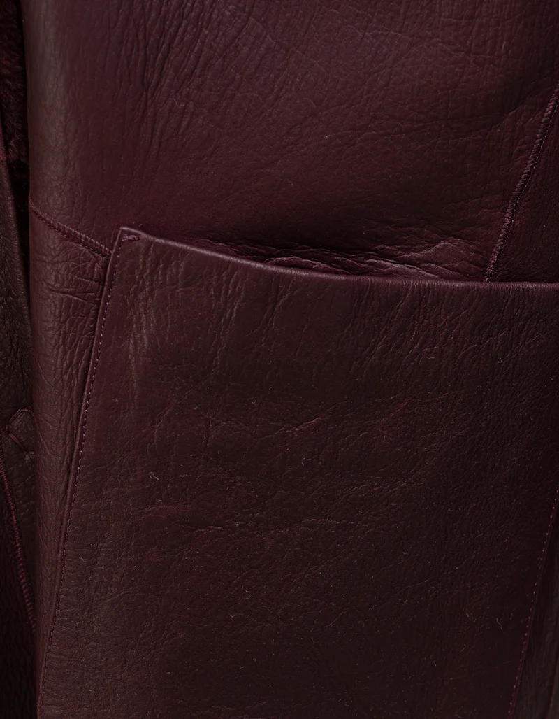 Shearling-Wende-Mantel mit Bindegürtel