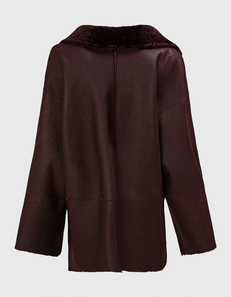 Shearling-Wende-Mantel mit Bindegürtel