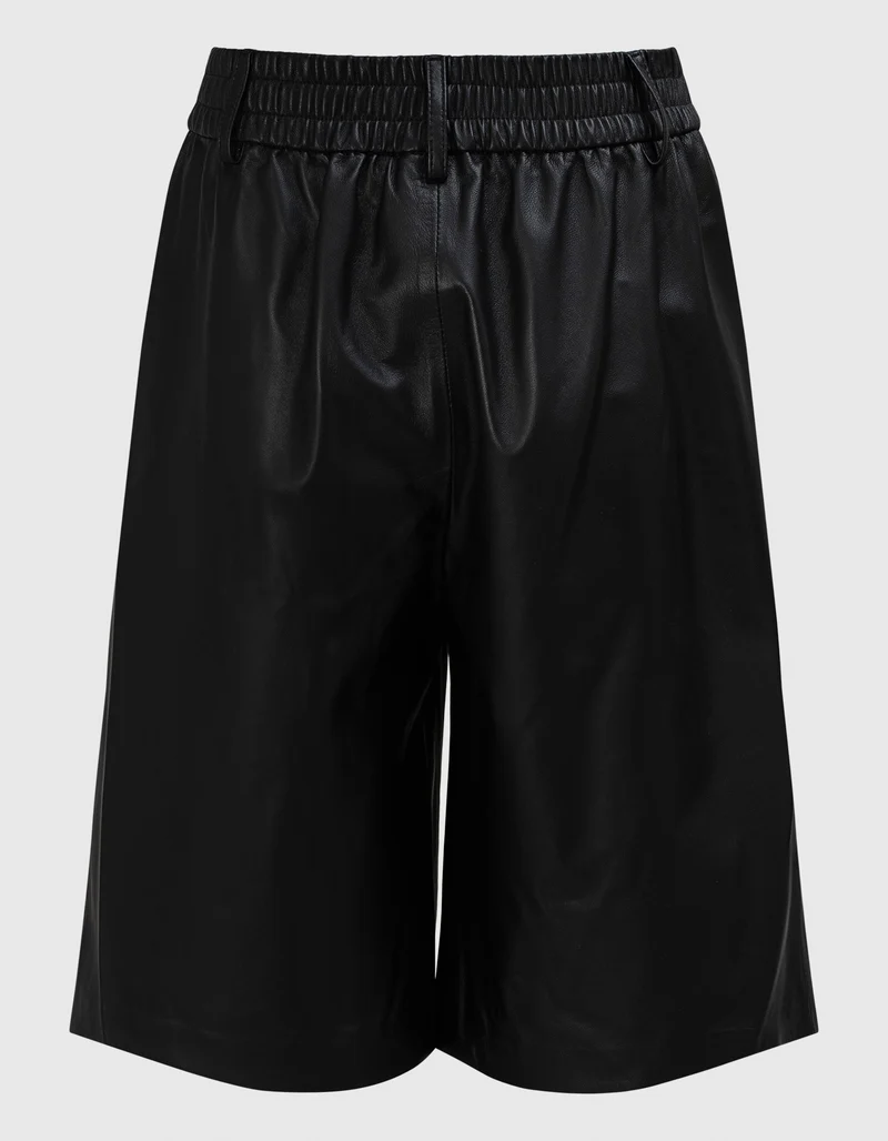 Lammleder-Bermudashorts mit elastischem Bund