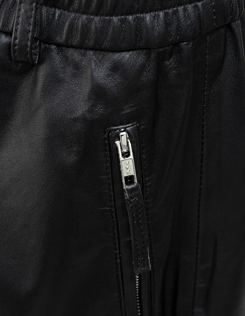 Lammleder-Bermudashorts mit elastischem Bund